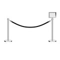 Montour Line Stanchion Post and Rope Kit Pol.Steel, 2CrownTop 1Blk Rope 8.5x11H Sign C-Kit-1-PS-CN-1-Tapped-1-8511-H-1-ER-BK-PS